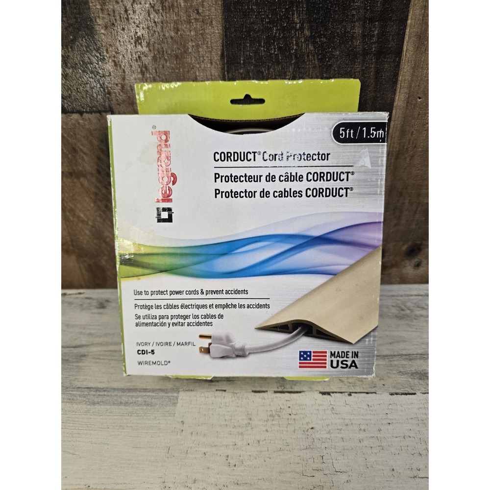 Legrand CORDUCT 5ft Cord Protector Ivory Floor Cable Cover CDI-5 Made in USA